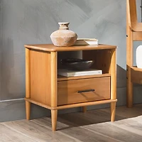 Caramel Brown Wood Cubby Nightstand