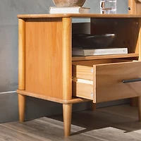 Caramel Brown Wood Cubby Nightstand