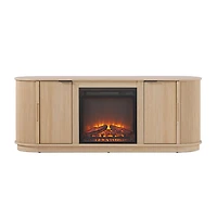 Coastal Oak Reeded Fireplace Media Cabinet