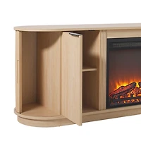 Coastal Oak Reeded Fireplace Media Cabinet