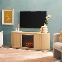 Coastal Oak Reeded Fireplace Media Cabinet