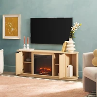 Coastal Oak Reeded Fireplace Media Cabinet