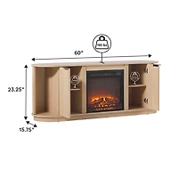 Coastal Oak Reeded Fireplace Media Cabinet