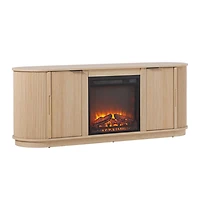 Coastal Oak Reeded Fireplace Media Cabinet
