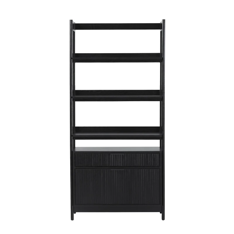 Black Modern Bookcase with Drawers