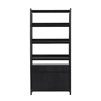 Black Modern Bookcase with Drawers