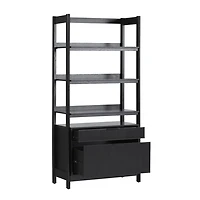 Black Modern Bookcase with Drawers