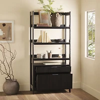 Black Modern Bookcase with Drawers