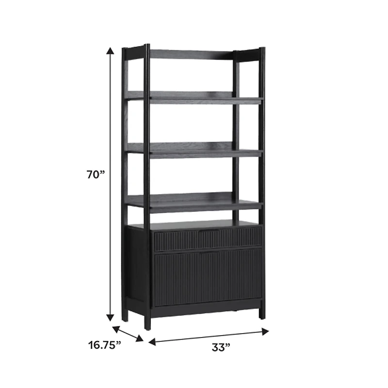 Black Modern Bookcase with Drawers