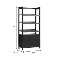 Black Modern Bookcase with Drawers