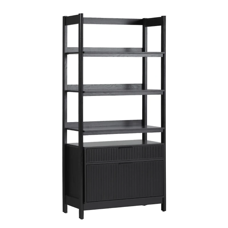 Black Modern Bookcase with Drawers