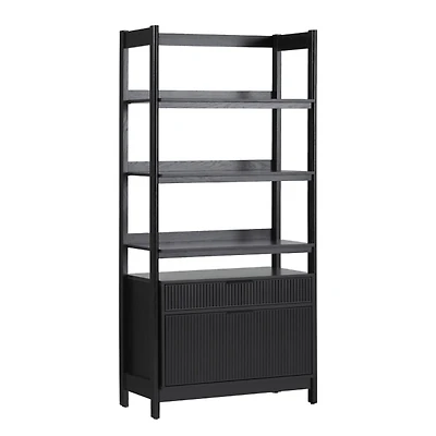 Black Modern Bookcase with Drawers