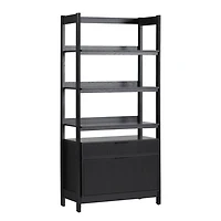 Black Modern Bookcase with Drawers