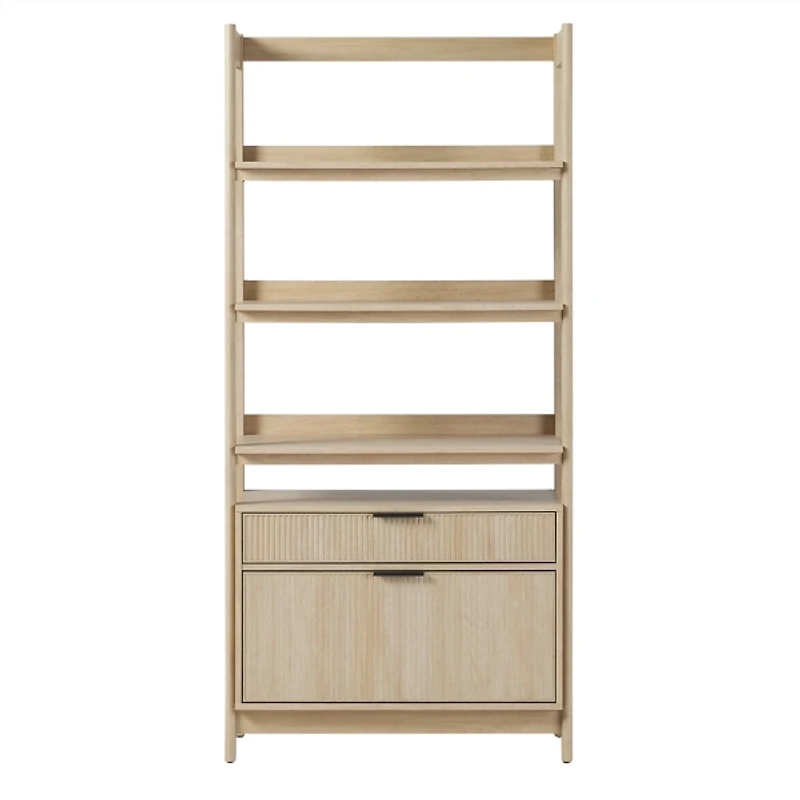 Coastal Oak 2-Drawer Modern Wood Bookcase