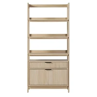 Coastal Oak 2-Drawer Modern Wood Bookcase
