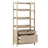 Coastal Oak 2-Drawer Modern Wood Bookcase