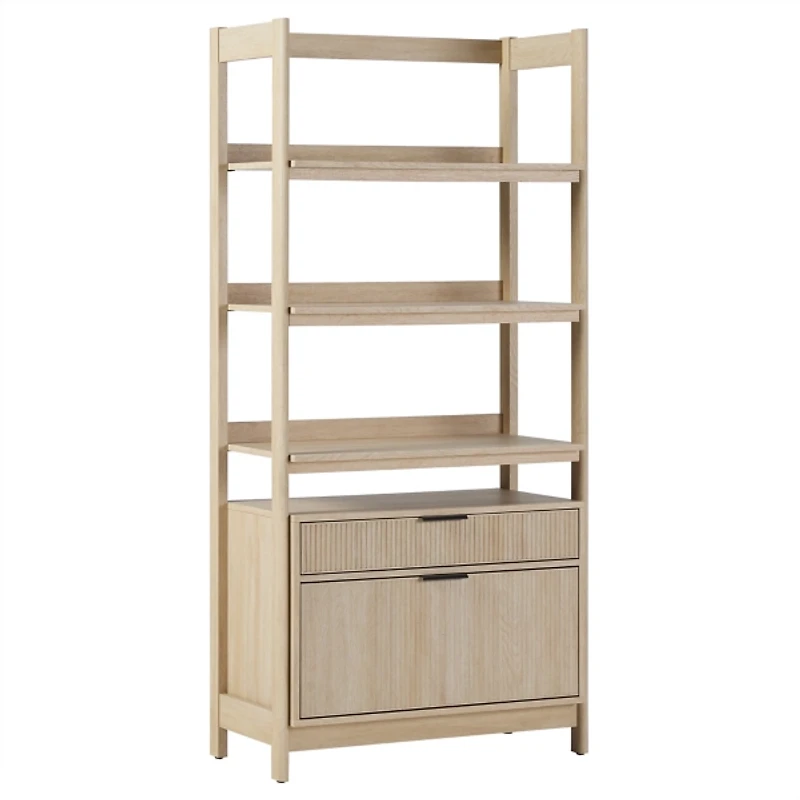 Coastal Oak 2-Drawer Modern Wood Bookcase