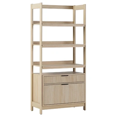 Coastal Oak 2-Drawer Modern Wood Bookcase