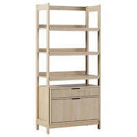 Coastal Oak 2-Drawer Modern Wood Bookcase