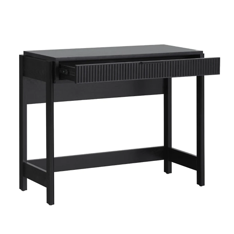 Black Modern 1-Drawer Reeded Desk