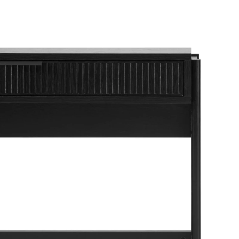 Black Modern 1-Drawer Reeded Desk