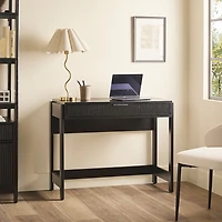 Black Modern 1-Drawer Reeded Desk