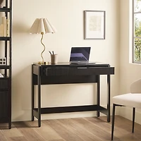 Black Modern 1-Drawer Reeded Desk