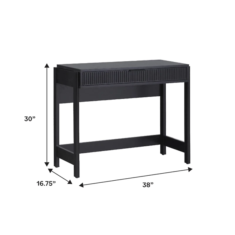 Black Modern 1-Drawer Reeded Desk