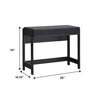 Black Modern 1-Drawer Reeded Desk