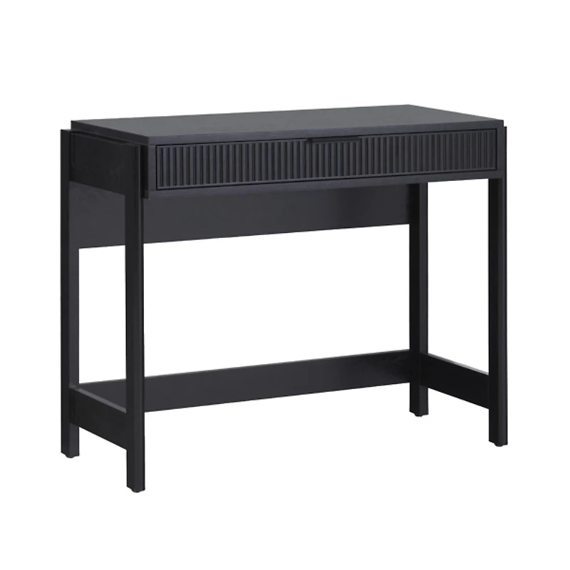 Black Modern 1-Drawer Reeded Desk