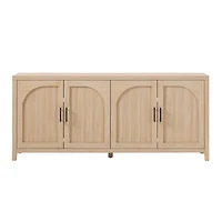 Natural Wood Reeded Arch Cabinet