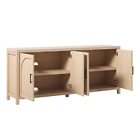 Natural Wood Reeded Arch Cabinet