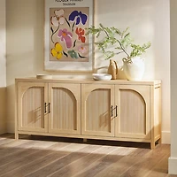 Natural Wood Reeded Arch Cabinet