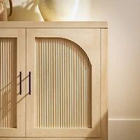 Natural Wood Reeded Arch Cabinet