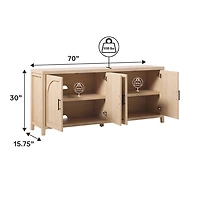 Natural Wood Reeded Arch Cabinet