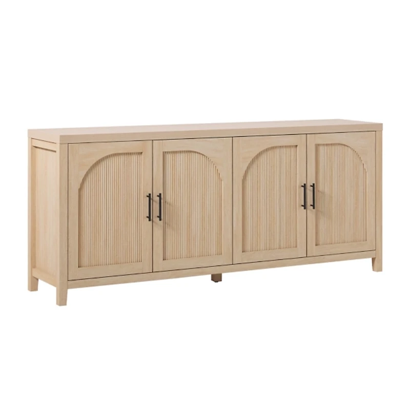 Natural Wood Reeded Arch Cabinet