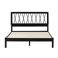 Black Wood Spindle Headboard Queen Bed