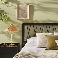 Black Wood Spindle Headboard Queen Bed