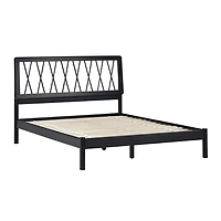 Black Wood Spindle Headboard Queen Bed
