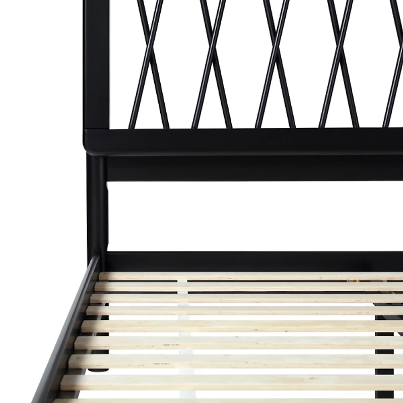 Black Wood Spindle Headboard Full Bed