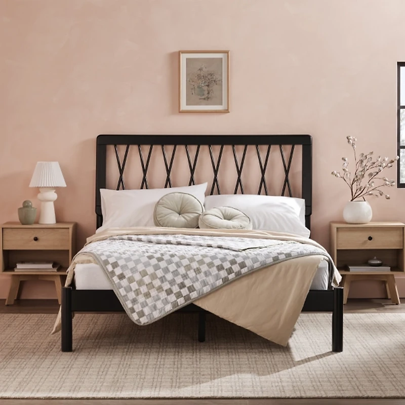 Black Wood Spindle Headboard Full Bed