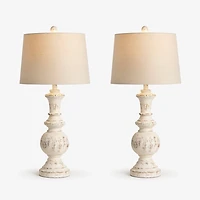 Distressed Cream Adelaide Table Lamps, Set of 2