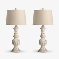 Distressed Cream Adelaide Table Lamps, Set of 2