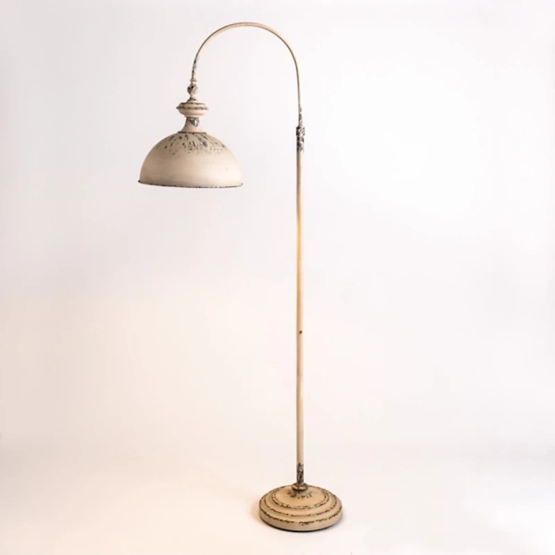 French Cream Distressed Arch Floor Lamp