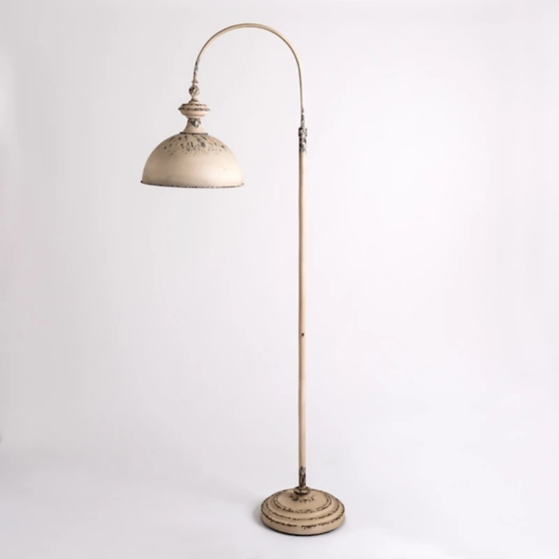 French Cream Distressed Arch Floor Lamp