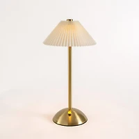 Gold Metal LED Table Lamp with Pleated Shade
