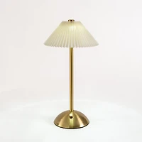 Gold Metal LED Table Lamp with Pleated Shade