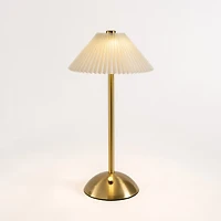 Gold Metal LED Table Lamp with Pleated Shade