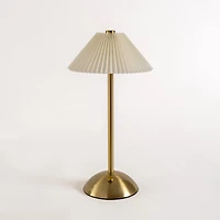 Gold Metal LED Table Lamp with Pleated Shade