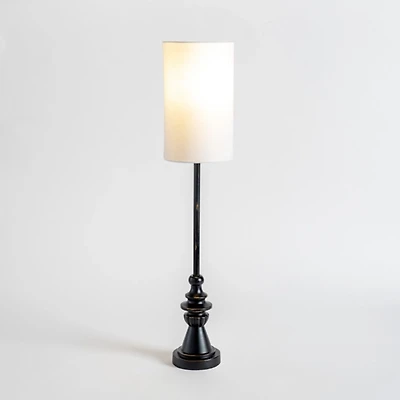 Distressed Black Candlestick Buffet Lamp